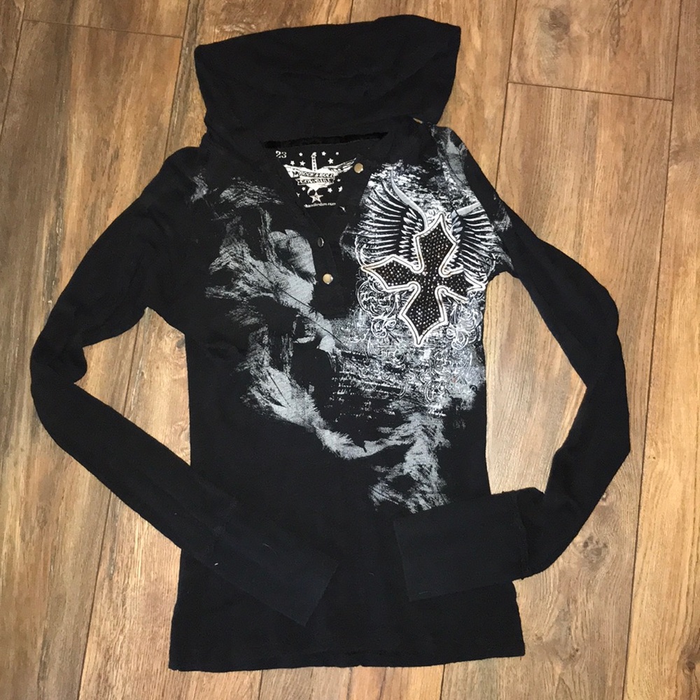 Rock and roll cowgirl hooded long sleeve